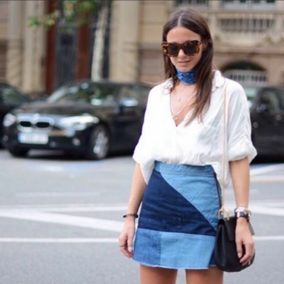 zara patchwork skirt
